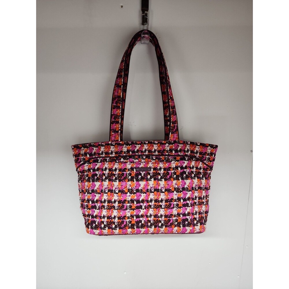 Vera Bradley Houndstooth Tweed Shoulder Tote Zip Closure Multicolor Grannycore